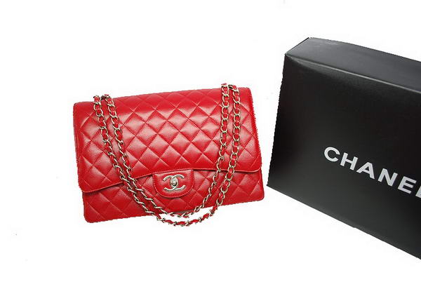 AAA Chanel Maxi Double Flaps Bag A36098 Red Original Caviar Leather Silver Online